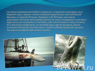 Основоположниками китобойного промысла, со временем охватившего весь Мировой оке