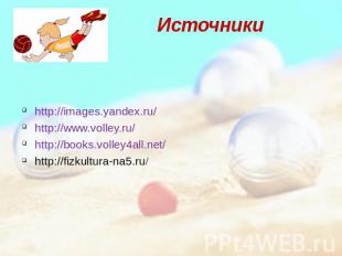 Источники http://images.yandex.ru/ http://www.volley.ru/ http://books.volley4all