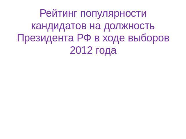 Рейтинг популярности кандидатов на должность Президента РФ в ходе выборов 2012 года