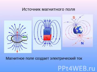 Источник магнитного поляМагнитное поле создает электрический ток