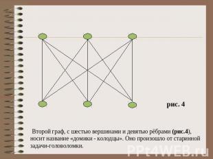 Второй граф, с шестью вершинами и девятью рёбрами (рис.4), носит название «домик