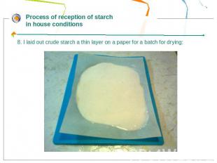 Process of reception of starch in house conditions8. I laid out crude starch a t