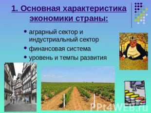 1. Основная характеристика экономики страны: аграрный сектор и индустриальный се
