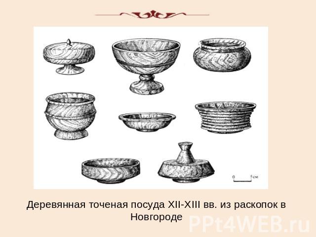 Деревянная точеная посуда XII-XIII вв. из раскопок в Новгороде
