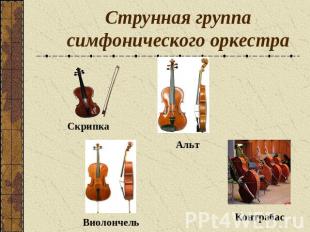 Струнная группа симфонического оркестра СкрипкаАльтКонтрабасВиолончель