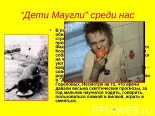 “Дети Маугли” среди нас В подмосковном городе Подольск был обнаружен семилетний