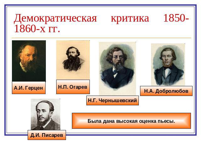 Демократическая критика 1850-1860-х гг.