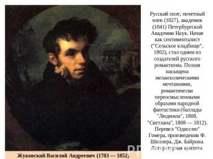 Русский поэт, почетный член (1827), академик (1841) Петербургской Академии Наук.