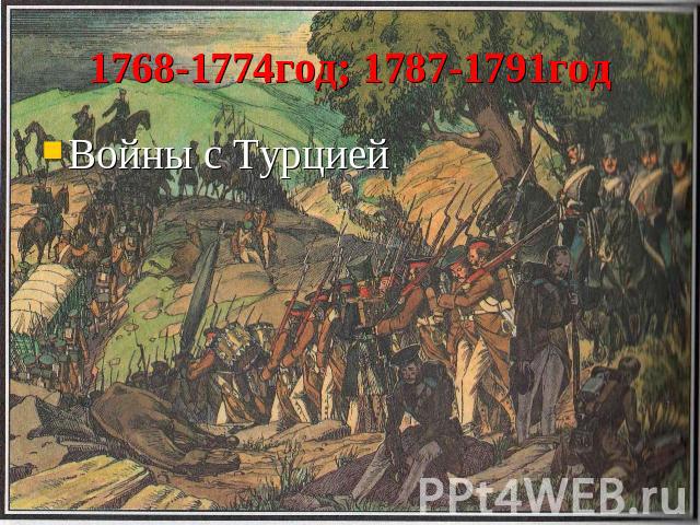 1768-1774год; 1787-1791год Войны с Турцией