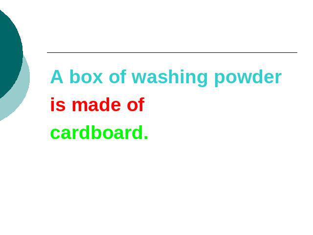 A box of washing powderis made of cardboard.