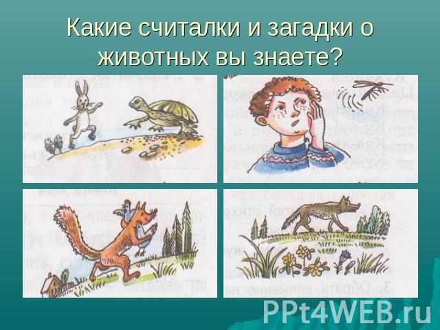 Какие считалки и загадки о животных вы знаете?