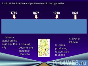 Look at the time line and put the events in the right order1. Izhevsk acquired t