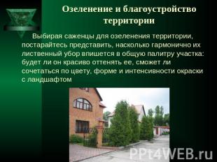 Озеленение и благоустройство территории Выбирая саженцы для озеленения территори