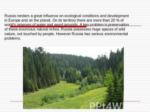 Russia renders a great influence on ecological conditions and development in Eur