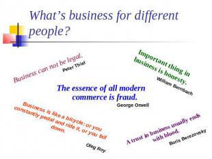 What’s business for different people? Business can not be legal.Peter Thiel Impo