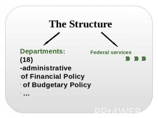 The Structure Departments:(18)-administrativeof Financial Policy of Budgetary Po