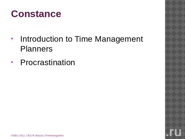 Constance Introduction to Time Management PlannersProcrastination