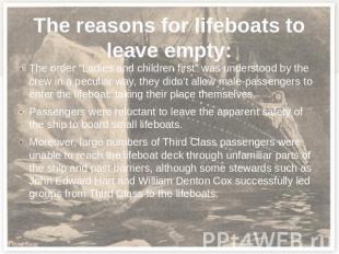 The reasons for lifeboats to leave empty: The order “Ladies and children first”
