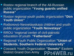 Rostov regional branch of the All-Russian public organization “Young guards unif