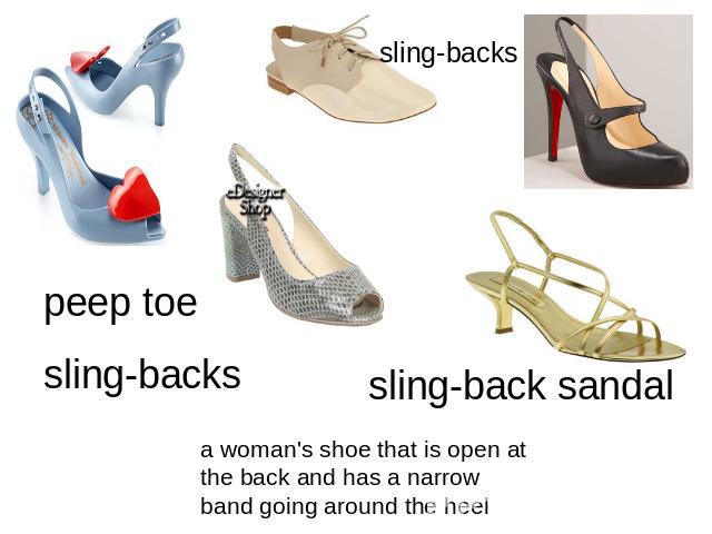 sling-backs peep toe sling-backs sling-back sandal a woman's shoe that is open at the back and has a narrow band going around the heel