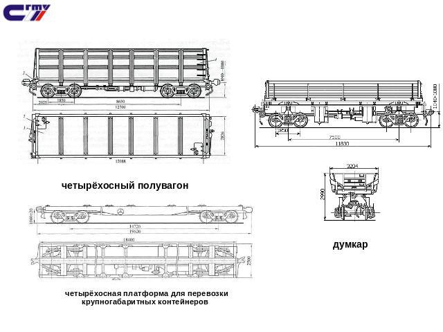 четырёхосный полувагон четырёхосная платформа для перевозки крупногабаритных контейнеров думкар