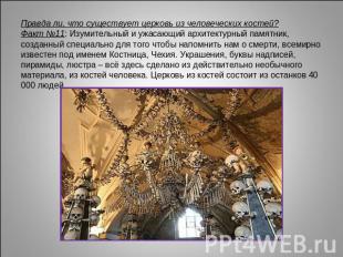 Правда ли, что существует церковь из человеческих костей?Факт №11: Изумительный