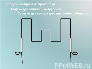 Согнуть лабиринт из проволоки Надеть две виниловые трубочки Согнуть два кольца д