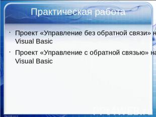 Практическая работа Проект «Управление без обратной связи» на языке Visual Basic