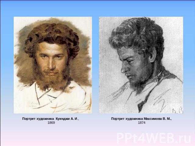 Портрет художника Куинджи А. И., 1869Портрет художника Максимова В. М., 1874