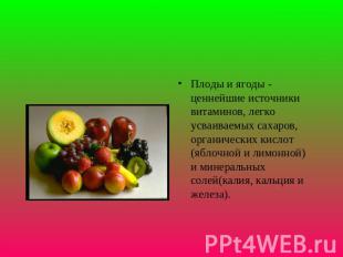 Плоды и ягоды - ценнейшие источники витаминов, легко усваиваемых сахаров, органи