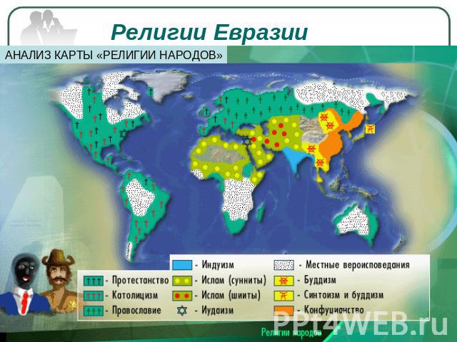 Религии Евразии АНАЛИЗ КАРТЫ «РЕЛИГИИ НАРОДОВ»
