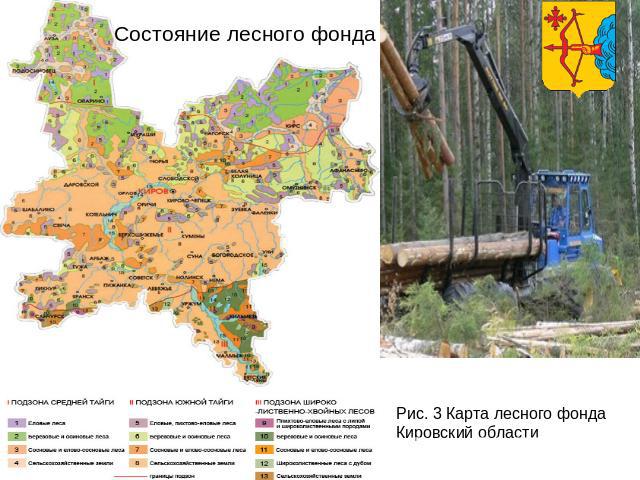 Состояние лесного фонда Рис. 3 Карта лесного фонда Кировский области