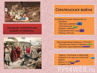 Западное направление. Борьба за Украину. Смоленская война. Освободительное движе