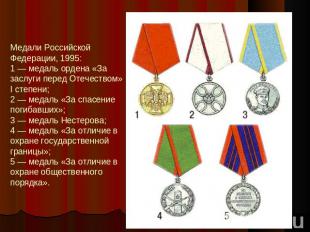 Медали Российской Федерации, 1995: 1 — медаль ордена «За заслуги перед Отечество