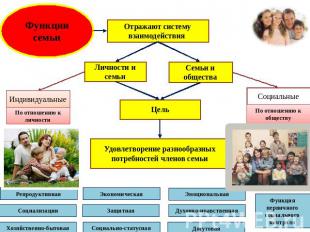 Функции семьи Отражают систему взаимодействия Личности и семьи Семьи и общества