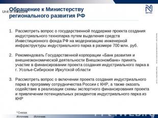 Обращение к Министерству регионального развития РФ Рассмотреть вопрос о государс