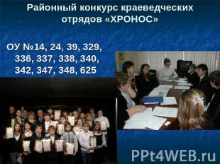 Районный конкурс краеведческих отрядов «ХРОНОС» ОУ №14, 24, 39, 329, 336, 337, 3