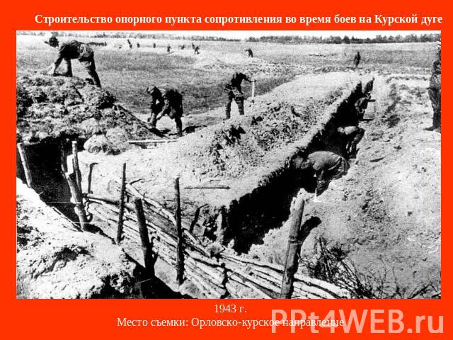 Строительство опорного пункта сопротивления во время боев на Курской дуге 1943 г.Место съемки: Орловско-курское направление