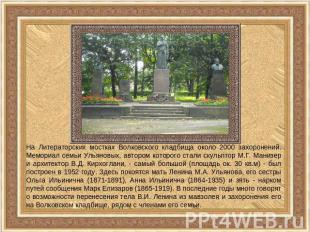 На Литераторских мостках Волковского кладбища около 2000 захоронений. Мемориал с