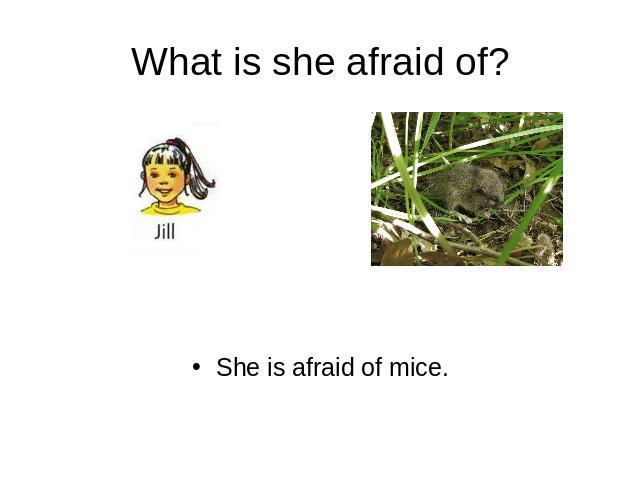 What is she afraid of? She is afraid of mice.