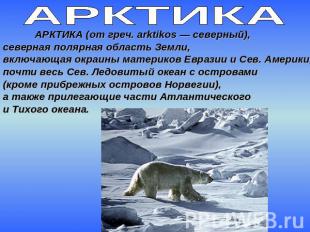 АРКТИКА АРКТИКА (от греч. arktikos — северный), северная полярная область Земли,
