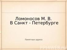 Ломоносов М. В. В Санкт - Петербурге