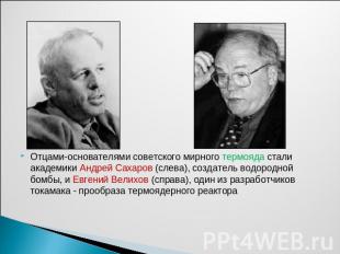 Отцами-основателями советского мирного термояда стали академики Андрей Сахаров (