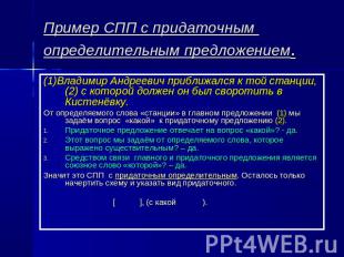 Пример СПП с придаточным определительным предложением (1)Владимир Андреевич приб
