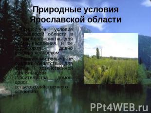 Природные условия Ярославской области Природные условия Ярославской области в це
