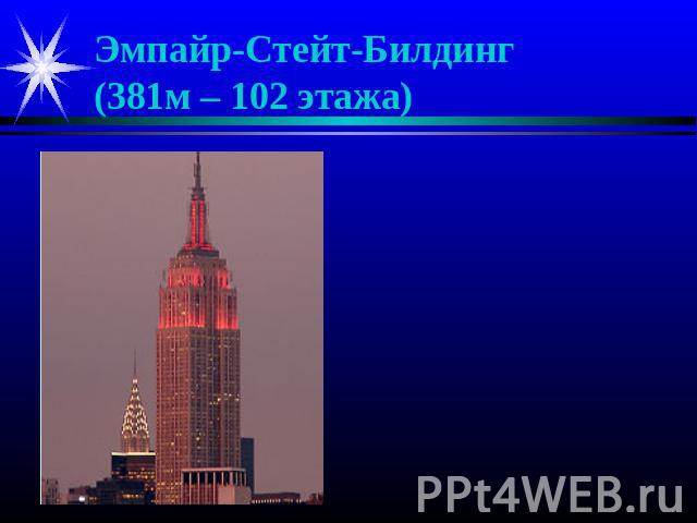 Эмпайр-Стейт-Билдинг (381м – 102 этажа)