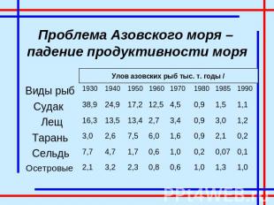 Проблема Азовского моря – падение продуктивности моря