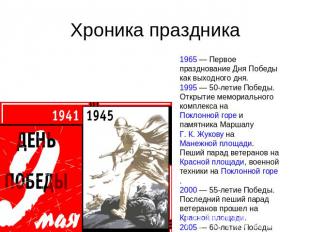 Хроника праздника 1965 — Первое празднование Дня Победы как выходного дня. 1995 