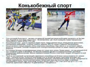 Конькобежный спорт Суть состязания была просто - находясь на замкнутой ледовой д