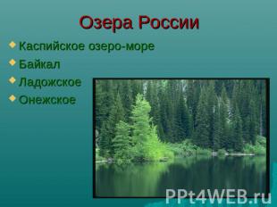 Озера России Каспийское озеро-мореБайкалЛадожскоеОнежское